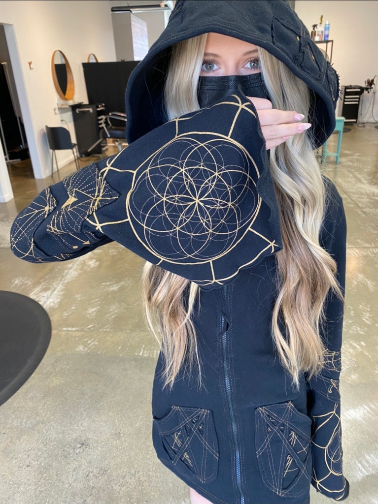 Galactic Bell Arm ~ Black ~ Portal Print Gold